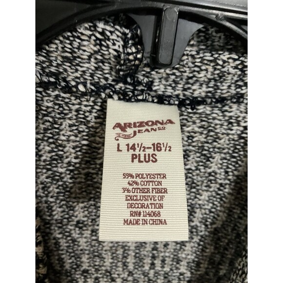 Arizona Jeans Women’s L Open Front Long Black Ivory Laced Sweater Top - Picture 6 of 8